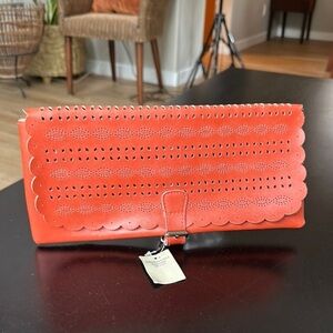 Boho southwest laser cut patterned faux leather clutch style 8723